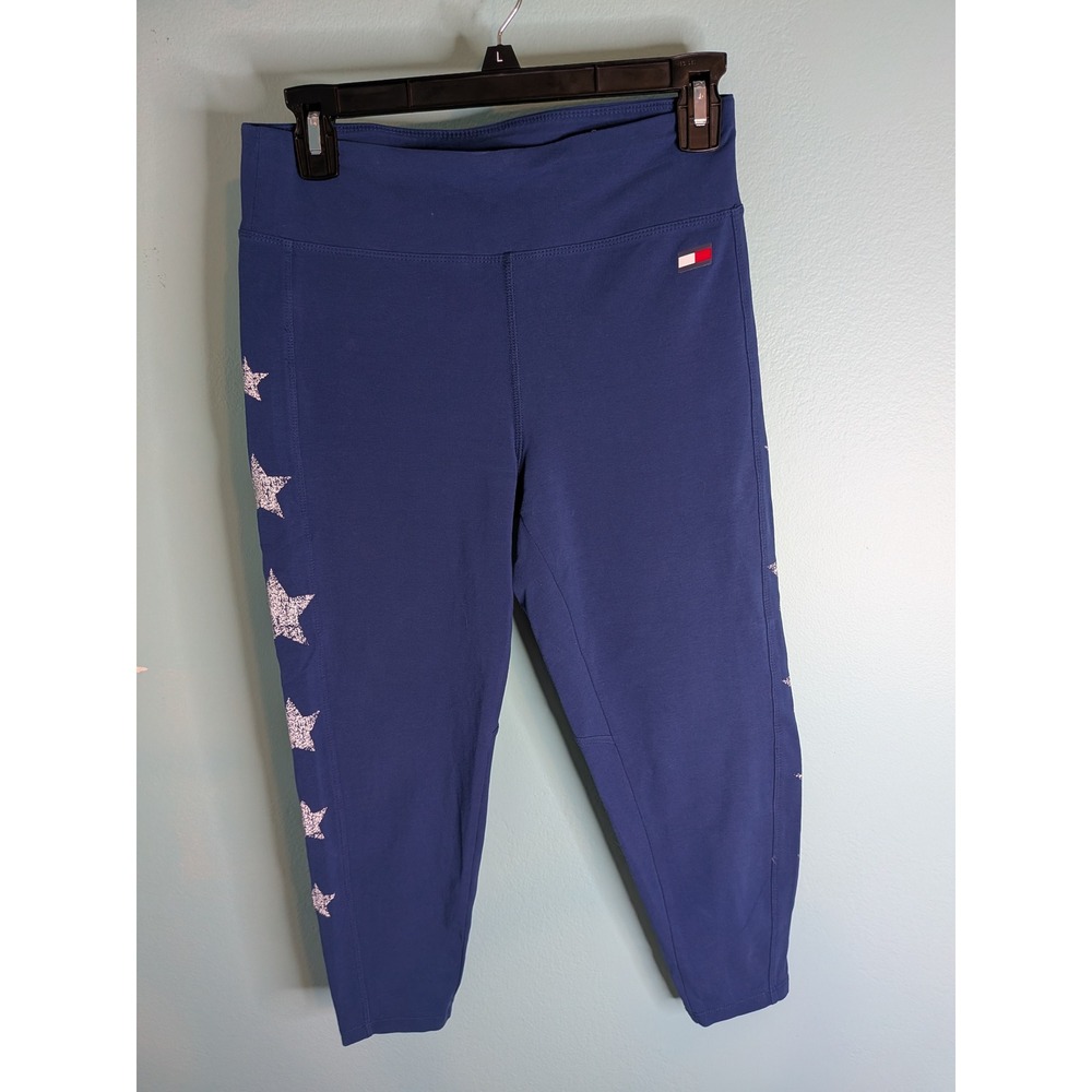 Tommy Hilfiger Sport Womens Navy Blue Star Print Cropped Leggings Size Medium